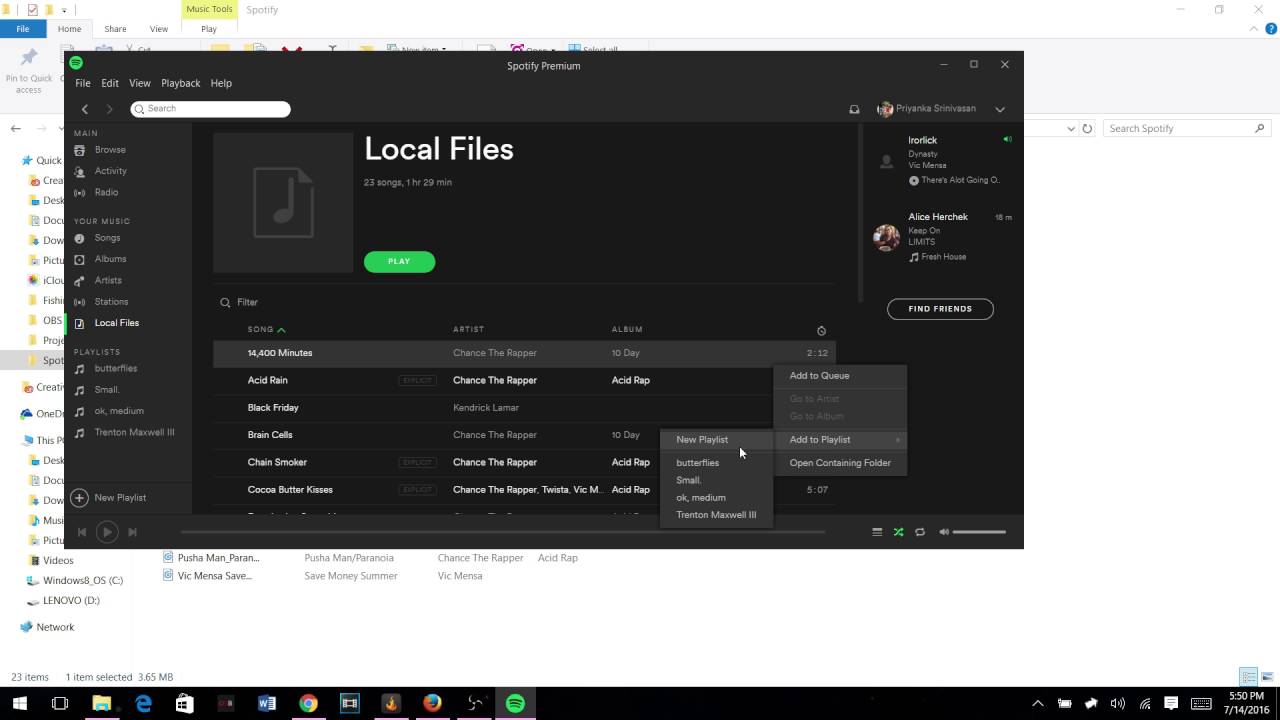 Spotify app local files